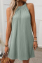 casual plus size non-stretch 6 colors crew neck solid color mini dress_Black_White_Light Green