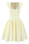 casual non-stretch embroidery floral pleated sleeveless mini dress_White_Yellow