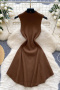 casual slight stretch knitted 8 colors sleeveless midi dress_Black_White_Dark Gray_Pink_Magenta_Light Green_Purple_Brown