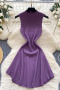 casual slight stretch knitted 8 colors sleeveless midi dress_Black_White_Dark Gray_Pink_Magenta_Light Green_Purple