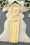 stylish slight stretch knitted 7 colors 3d flower decor midi dress_Black_White_Magenta_Yellow