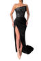 elegant slight stretch 6 colors sequin decor tube design maxi dress_Black