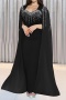 sexy plus size slight stretch rhinestone shawl style maxi dress_Black