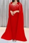sexy plus size slight stretch rhinestone shawl style maxi dress_Black_Red