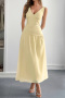 casual slight stretch v-neck solid color sleeveless maxi dress_White_Red_Yellow