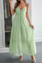 casual slight stretch halter-neck 4 colors lace-up maxi dress_White_Yellow_Light Green