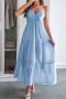 casual slight stretch halter-neck 4 colors lace-up maxi dress_White_Yellow_Light Green_Sky Blue