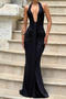 sexy slight stretch halter-neck solid color shirring maxi dress new add colors_Black