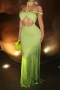 sexy plus size stretch halter neck slim hollow tassel maxi dress_Black_White_Green