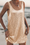 casual non-stretch 5-colors sequins sleeveless loose mini dress_Black_Magenta_Gold
