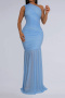 sexy plus size slight stretch one shoulder mesh pleated maxi dress_Black_White_Light Pink_Sky Blue