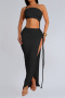 sexy slight stretch solid color one-shoulder high slit large backless maxi dress_Black