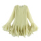 stylish non-stretch solid color bell sleeves layered large ruffle mini dress_White_Pink_Rose Red_Magenta_Yellow_Light Green