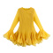stylish non-stretch solid color bell sleeves layered large ruffle mini dress_White_Pink_Rose Red_Magenta_Yellow