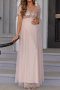 elegant non-stretch sequins mesh splicing short sleeve maxi maternity dress_Pink_Rose Red_Aqua Green_Dark Blue_Champagne