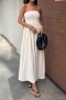 stylish plus size slight stretch 4 colors tube design smocked maxi dress_Black_White