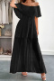 stylish slight stretch mesh 7 colors off shoulder with lined maxi dress_Black