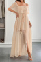 stylish slight stretch mesh 7 colors off shoulder with lined maxi dress_Black_White_Pink_Aqua Green_Sky Blue_Dark Blue_Beige