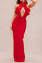 sexy slight stretch hollow flower decor large backless slim slit maxi dress_Pink_Red