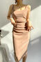 casual slight stretch square neck 13 colors sling midi dress(size run small)_Black_White_Pink