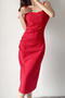 casual slight stretch square neck 13 colors sling midi dress(size run small)_Black_White_Pink_Red