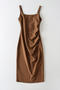 casual slight stretch square neck 13 colors sling midi dress(size run small)_Black_White_Pink_Red_Magenta_Yellow_Light Green_Aqua Green_Green_Sky Blue_Blue_Light Purple_Brown