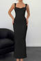 sexy slight stretch solid color slim fit bow decor large backless maxi dress_Black