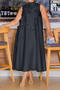 casual plus size non-stretch flower decor loose sleeveless maxi dress_Black