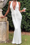 sexy slight stretch halter-neck 4 colors solid color maxi dress_Black_White