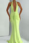 sexy slight stretch halter-neck 4 colors solid color maxi dress_Black_White_Rose Red_Light Green