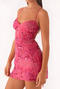 sexy plus size non-stretch 5-colors beaded sequins large backless mini dress_Pink_Red_Magenta