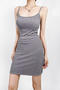 casual slight stretch sling slim fit removable bra pad mini dress size run small_Black_Gray