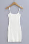 casual slight stretch simple adjustable sling tight mini dress size run small #1_Black_White