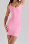 sexy slight stretch ribbed knit solid color slim mini dress(size run small)_Pink