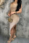 sexy plus size slight stretch gradient color slim fit rhinestone slit maxi dress_Purple_Beige