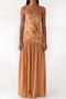 sexy non-stretch tube top beads sequins patchwork high slit maxi dress_Orange