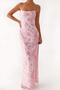 sexy slight stretch sling slim fit beads sequins high slit maxi dress_Pink