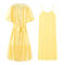 casual non-stretch 4 colors crew neck with belt two-piece set midi dress_Black_White_Rose Red_Yellow