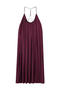 sexy slight stretch halter-neck solid color shirring maxi dress_Rose Red