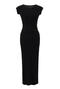 casual slight stretch crew neck solid color kink midi dress(size run small)_Black