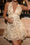 sexy non-stretch deep v-neck backless sequins mini dress_Red_Beige