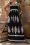 casual non-stretch sling batch printing with pocket maxi dress #1_Black