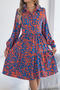 casual non-stretch graphic printing 3 colors long sleeve midi shirtdress_White_Green_Multicolor