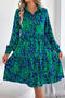 casual non-stretch graphic printing 3 colors long sleeve midi shirtdress_White_Green