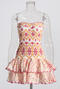 casual stretch tube top contrast color print pleated high quality mini dress_Green_Multicolor