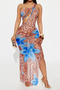sexy plus size stretch see-through mesh leopard print floral print maxi dress_Pink_Orange_Blue