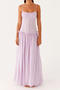 casual slight stretch sling pleated ruffles decor maxi dress_White_Sky Blue_Light Purple