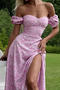 sexy non-stretch off shoulder floral batch printing backless midi dress_Pink