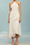sexy non-stretch chiffon halter-neck pleated ruffle decor maxi dress_White