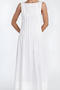 casual non-stretch pure cotton backless midi dress_White